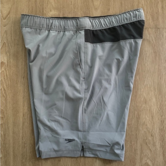 Speedo Gray Swim Shorts with Dark Grey Detail - Picture 1 of 7